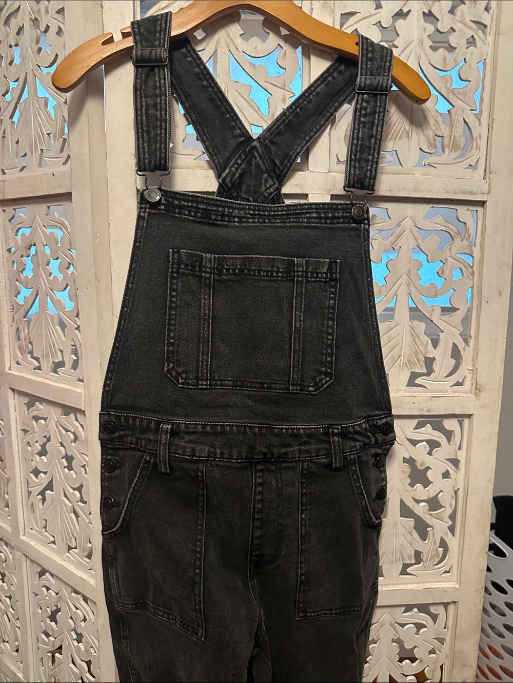 CP Jeans, Adjustable length, high waisted, Washed Black Denim Overalls - Women's